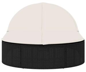 VidaXL Dupla Napozóágy - Fekete Polyrattan - 200cm