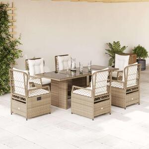 VidaXL Polyrattan Kerti Étkezőgarnitúra - 7 részes - Bézs