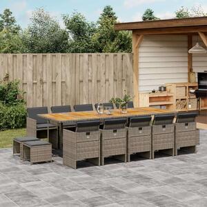 VidaXL 15 Fős Kerti Étkezőgarnitúra - Szürke Polyrattan