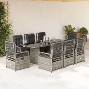 VidaXL Polyrattan Kerti Étkezőgarnitúra - 9 részes - Szürke