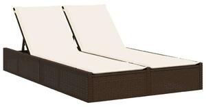 VidaXL Dupla Napozóágy - Barna Polyrattan - 200cm