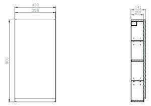 Cersanit Moduo szekrény 40x14.1x80 cm oldalt függő szürke S590-021