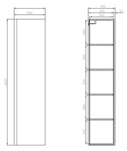 Cersanit Moduo szekrény 39.5x34x160 cm oldalt függő szürke S929-019