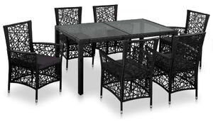 VidaXL Polyrattan Étkezőgarnitúra - 7 részes - Fekete