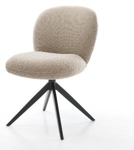 DELIFE Étkezőszék Nube-Flex bouclé sötét bézs kereszt láb széles fekete 360° forgatható billenő zsákrugós matrac
