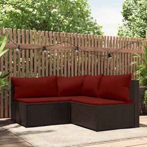 VidaXL 3 részes barna polyrattan kerti ülőgarnitúra párnával