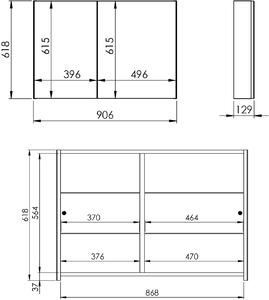 Elita Basic szekrény 90.6x12.9x61.8 cm oldalt függő 904662