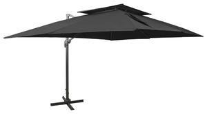 VidaXL fekete dupla tetejű konzolos napernyő 400 x 300 cm