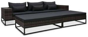 VidaXL 5 részes szürke polyrattan kerti bútorszett párnákkal