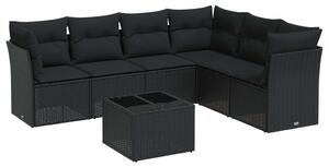 Polyrattan Kerti Ülőgarnitúra - 7 részes - Fekete