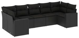 VidaXL Polyrattan Kerti Ülőgarnitúra - 7 részes - Fekete