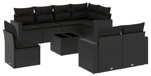 VidaXL Polyrattan Kerti Ülőgarnitúra - 9 részes - Fekete