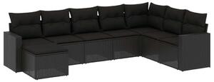 Polyrattan Kerti Ülőgarnitúra - 8 részes - Fekete