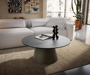 DELIFE Dohányzóasztal Edge kerek 90x90 cm kerámia beton szürke Borna titán effektfinish