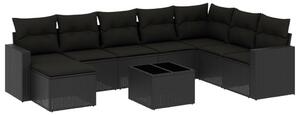 VidaXL Polyrattan Kerti Ülőgarnitúra - 9 részes - Fekete
