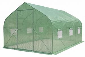 Fólia alagút fém kerettel 3x4.5m Garden Point zöld 2 pár ajtóval