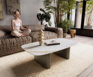 DELIFE Dohányzóasztal Edge hajóformájú 120x70 cm kerámia onyx pearl ovada titán színű effektfinish
