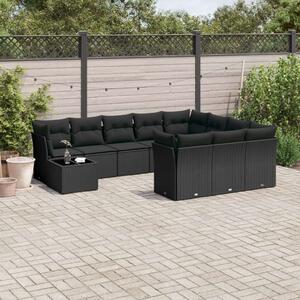 VidaXL Polyrattan Kerti Ülőgarnitúra - 11 részes - Fekete