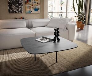 DELIFE Dohányzóasztal Edge hajóformájú 90x90 cm kerámia beton szürke Trive rozsdamentes acél szálcsiszolt