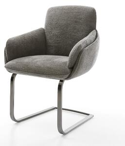 DELIFE Étkezőszék Luan-Flex karfás bouclé puha sötét bézs konzolos lapos antracit