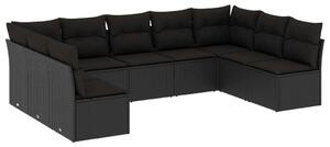 VidaXL Polyrattan Kerti Ülőgarnitúra - 9 részes - Fekete