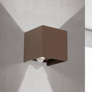 ORION LED kültéri fali világítás Cube-S, corten, fém, érzékelő, Barna / rozsda, Alumínium, Modern