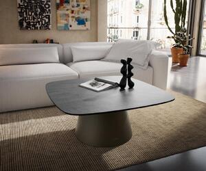 DELIFE Dohányzóasztal Edge hajóformájú 90x90 cm kerámia beton szürke Borna titán effektfinish