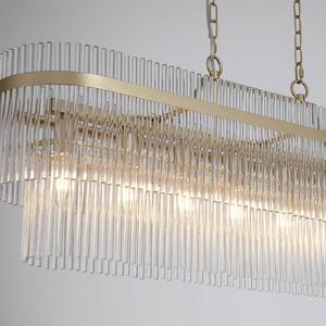 Searchlight Lara lógó lámpa, hossza 98 cm, arany színű/átlátszó, üveg/fém, dimmelhető, Sárgaréz / arany, Nappali / Étkező, Üveg