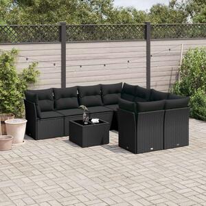 VidaXL Polyrattan Kerti Ülőgarnitúra - 9 részes - Fekete