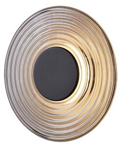 Searchlight Cleo LED fali lámpa, füstszürke/matt fekete, Ø 30 cm, üveg, dimmelhető, Alu / szürke / cink, Nappali / Étkező, Üveg, Modern