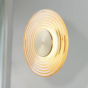 Searchlight LED fali lámpa Cleo, borostyán-/sárgaréz színű, Ø 30 cm, üveg, dimmelhető, Krém / borostyánsárga, Nappali / Étkező, Üveg, Modern