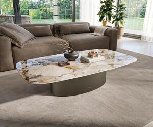 DELIFE Dohányzóasztal Edge hajóformájú 135x80 cm kerámia patagónia polírozott Casilda titán színű effektfinish