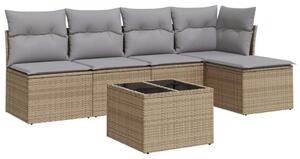 VidaXL Polyrattan Kerti Ülőgarnitúra - 6 részes, Bézs