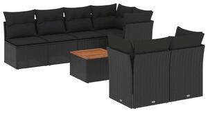VidaXL Polyrattan Kerti Ülőgarnitúra - 8 részes - Fekete