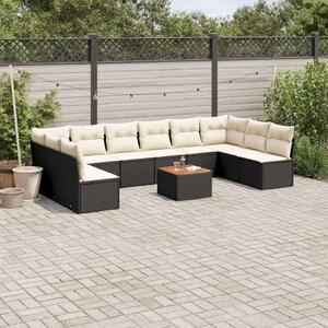 VidaXL Polyrattan Kerti Ülőgarnitúra - 11 részes - Fekete