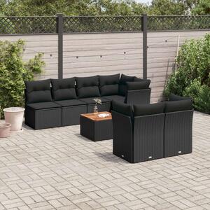 VidaXL Polyrattan Kerti Ülőgarnitúra - 8 részes - Fekete