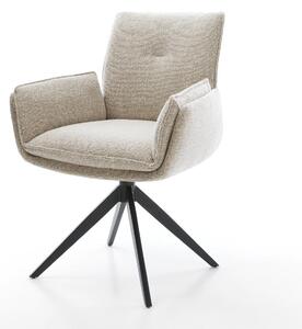 DELIFE Étkezőszék Nela-Flex szövött szövet puha bézs kereszt láb széles fekete 360° forgatható billenő funkció