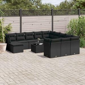 Polyrattan Kerti Ülőgarnitúra - 13 részes - Fekete