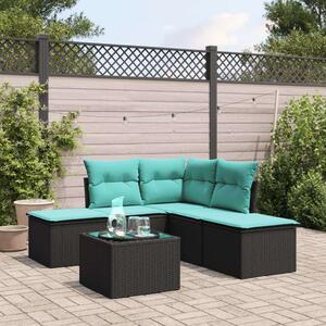 Polyrattan Kerti Ülőgarnitúra - 6 részes - Fekete
