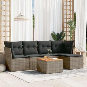VidaXL Polyrattan Kerti Ülőgarnitúra - 6 részes - Szürke