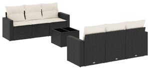 VidaXL Polyrattan Kerti Ülőgarnitúra - 7 részes - Fekete