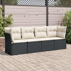 VidaXL 4 részes Kerti Ülőgarnitúra - Polyrattan - Fekete