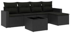 VidaXL Polyrattan Kerti Ülőgarnitúra - 6 részes - Fekete