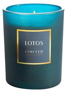 Lotos illatos gyertya dekorüvegben Petrolkék 200g