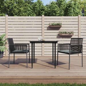 VidaXL Kerti Étkezőgarnitúra - 3 részes - Fekete Polyrattan