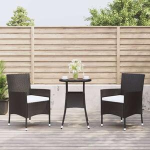 VidaXL Kerti Bútor - 3 részes Bisztrószett - Fekete Polyrattan