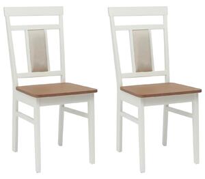 VidaXL Étkezőszék 2 pcs Fehér és Természetes Tömör Gumi Fa