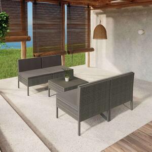 Polyrattan Kerti Ülőgarnitúra - 5 részes - Szürke