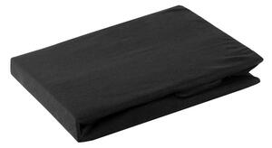 Jersey pamut gumis lepedő Fekete 180x200 cm +30 cm