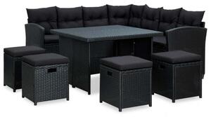 Polyrattan Kertbútor Szett - 6 részes - Fekete